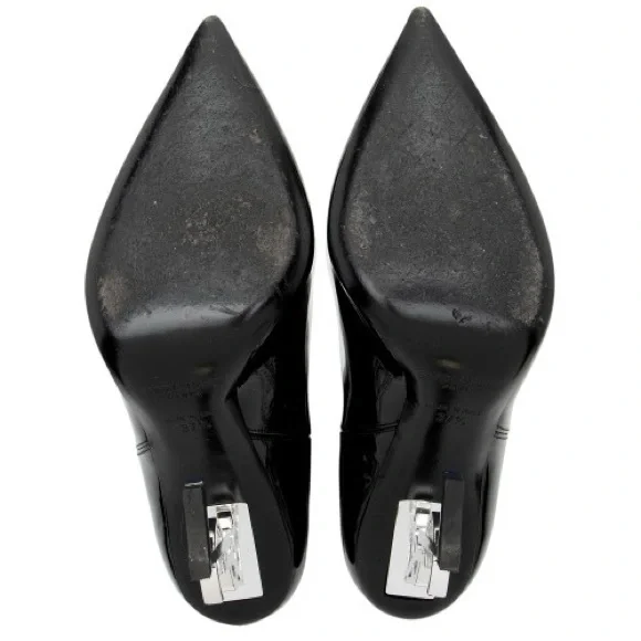 Yves Saint Laurent Glossy Black Heeled Boots - Picture 4 of 8